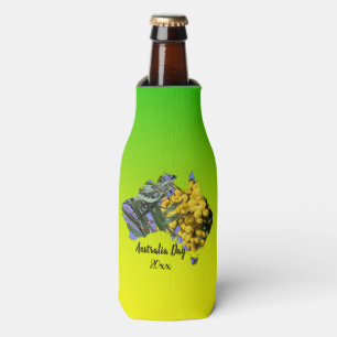 Enfriador De Botellas Editar texto Australia Day Gum Leaf Wattle Stubby 