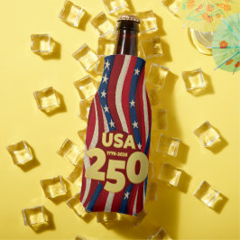 Enfriador De Botellas EE. UU. 250 años Patriótico Rojo Blanco Azul con O