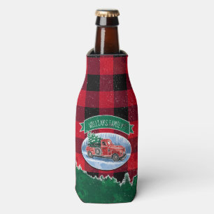 Enfriador De Botellas El camión del vintage del navidad añade nombre