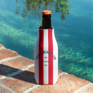 Enfriador De Botellas El Club De Natación Escudo Red Cabana Stripe