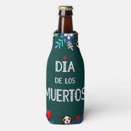 Enfriador De Botellas El colorido círculo verde del Día de los Muertos