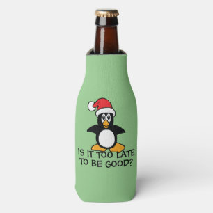 Enfriador De Botellas El pingüino divertido del navidad es él demasiad