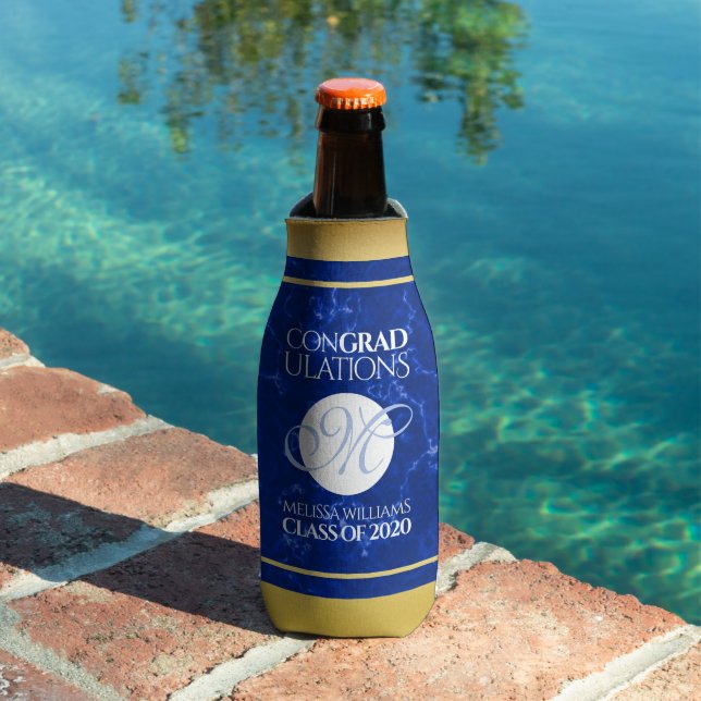 Enfriador De Botellas Elegante Graduación Monograma Relieve metalizado d (Piscina in situ)