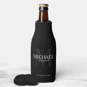 Enfriador De Botellas Elegante Groomsmen Negro Personalizado