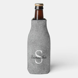 Enfriador De Botellas Elegante Monograma de Purpurina de Plata Brillante