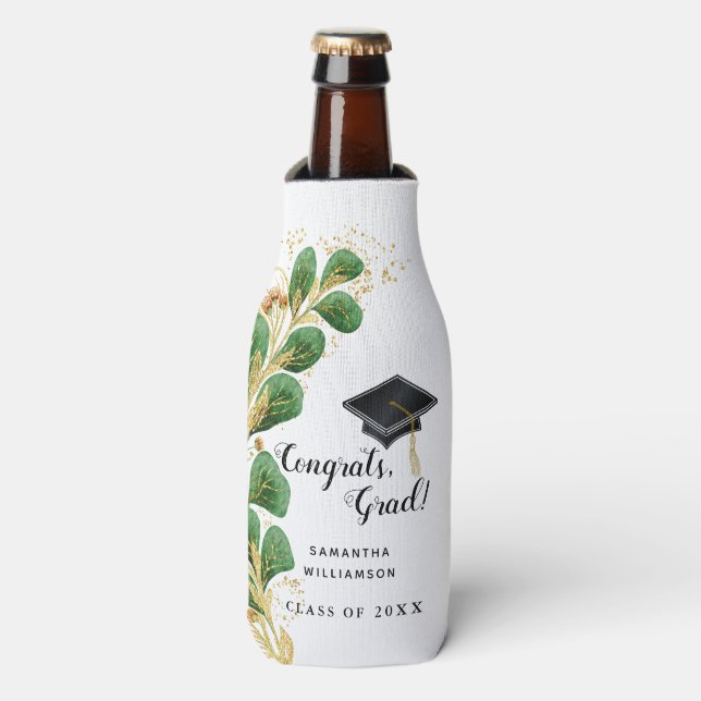 Enfriador De Botellas Elegante Partido de Graduación de Graduados de Flo (Frente de la botella)