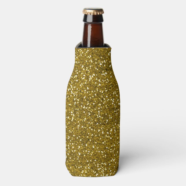 Enfriador De Botellas Elegante Purpurina Gold (Frente de la botella)