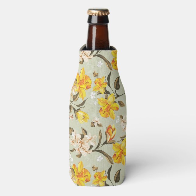 Enfriador De Botellas Elegante y bonito patrón floral brillante (Frente de la botella)
