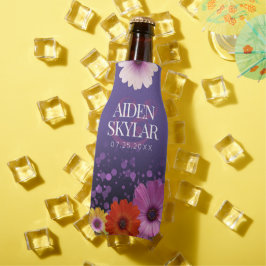 Enfriador De Botellas Elegantes Daisies con Boda Purpurina Púrpura