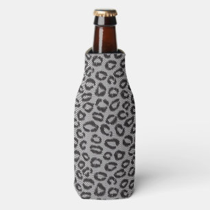 Enfriador De Botellas Encaje de red negro con patrón de leopardo en blan