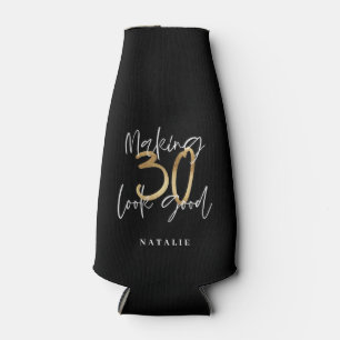 Enfriador De Botellas Escritura moderna de 30 años de color negro y dor