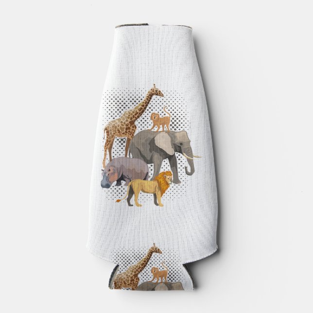 Enfriador De Botellas Escuadrón Safari Africano Animales Graciosos Zooló (Anverso)