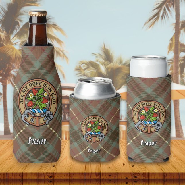 Enfriador De Botellas Escudo de Clan Fraser sobre la caza del tartán (Subido por el creador)