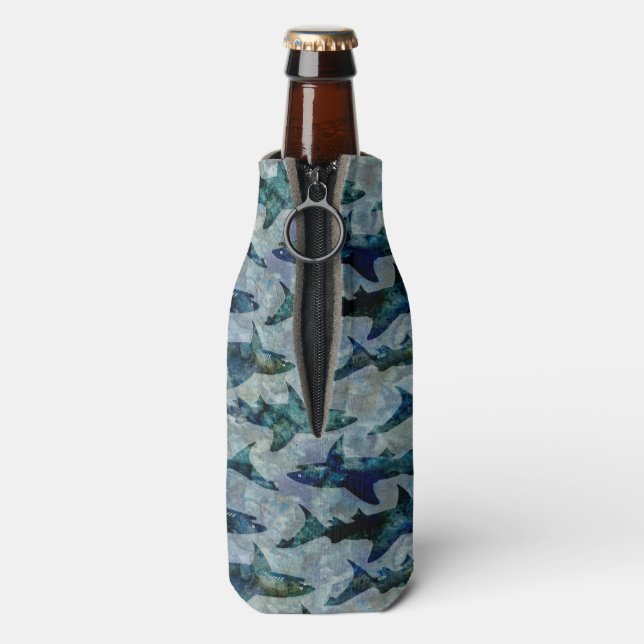 Enfriador De Botellas Escuela de tiburones en Watery Blue (Reverso de la botella)