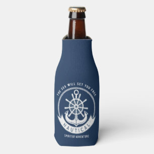 Enfriador De Botellas Espíritu Náutico Ancla, Rueda, Azul Marino