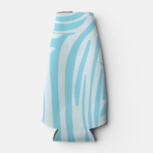 Enfriador De Botellas Estampado de cebra azul y blanco en negrita