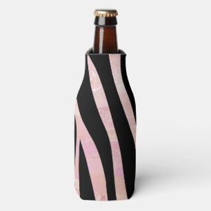 Enfriador De Botellas Estampado de cebra negro y rosa