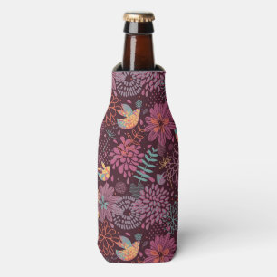 Enfriador De Botellas Estampado de flores abstracto con los pájaros