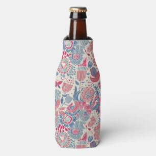 Enfriador De Botellas Estampado de flores con el pájaro y la mariposa