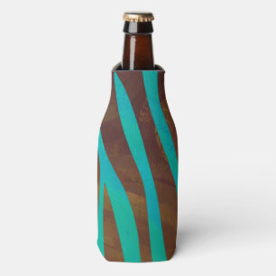 Enfriador De Botellas Estampado marrón cebra y azul verdoso