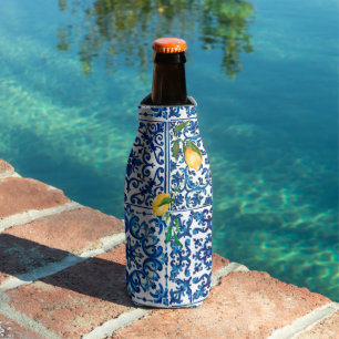 Enfriador De Botellas estilo italiano, mediterráneo, mosaico, azul, limó