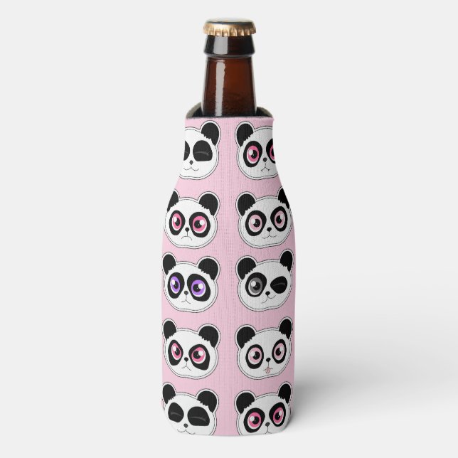 Enfriador De Botellas Expresión Cute Panda Rosa (Frente de la botella)