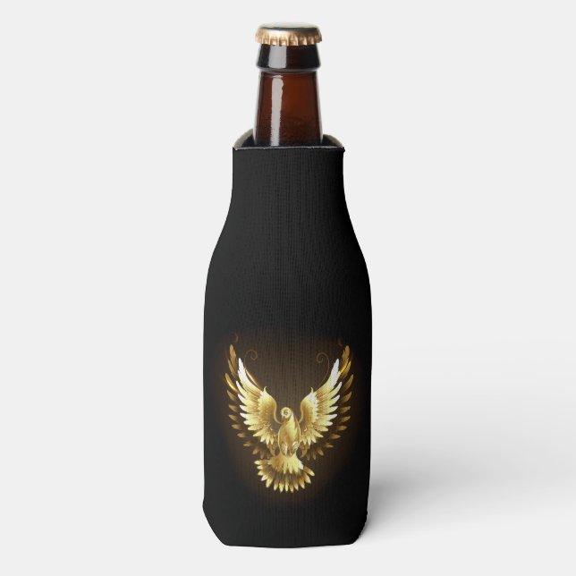 Enfriador De Botellas Falsa paloma de paz del Relieve metalizado dorado  (Frente de la botella)