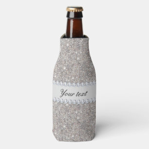 Enfriador De Botellas Falsas lentejuelas de plata y diamantes
