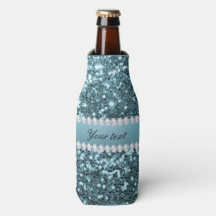 Enfriador De Botellas Falsos purpurina y diamantes azules bonitos