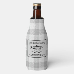 Enfriador De Botellas Family Lake House Oars Fish Rústico White Plaid