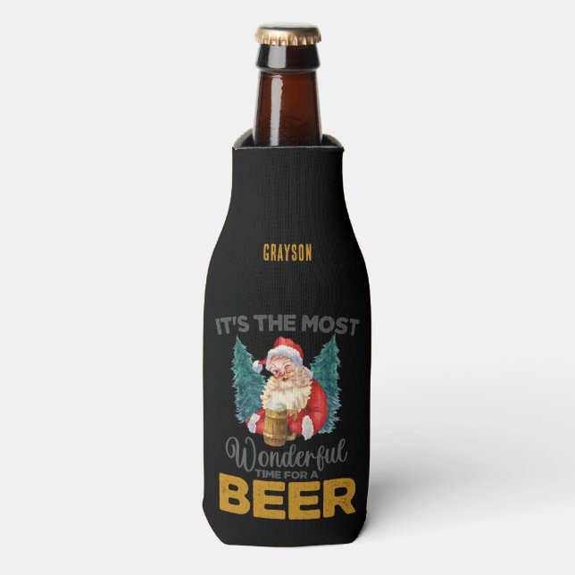 Enfriador De Botellas Famoso Navidad Maravilloso momento para un nombre  (Frente de la botella)