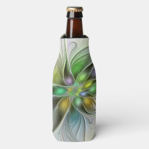Enfriador De Botellas Fantasía Floral Colorida Moderna Abstracta Fractal
