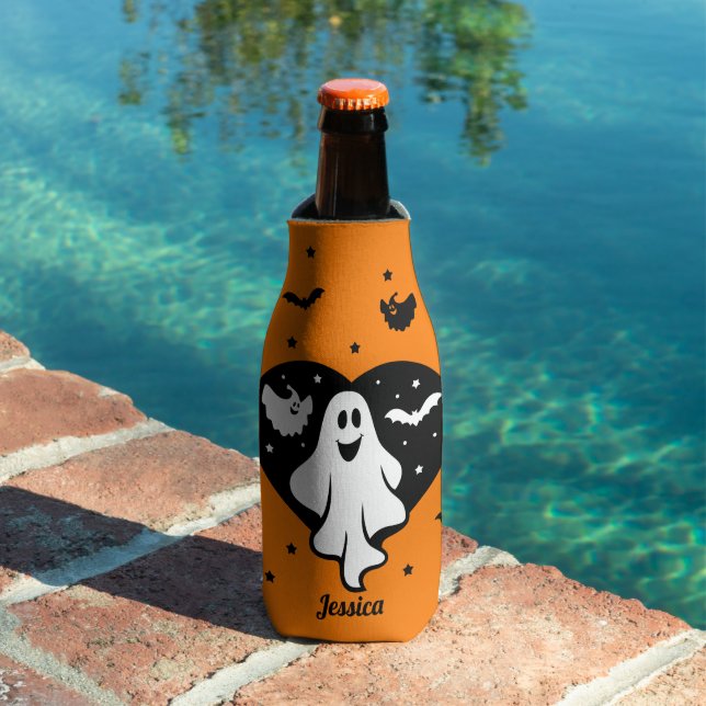 Enfriador De Botellas Fantasma De Halloween Con Corazón Y Barba (Piscina in situ)
