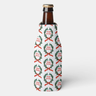 Enfriador De Botellas Felices vacaciones Vintage Holly Navidades Wreath