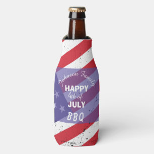 Enfriador De Botellas Feliz 4 de julio, barbacoa de la familia patriótic