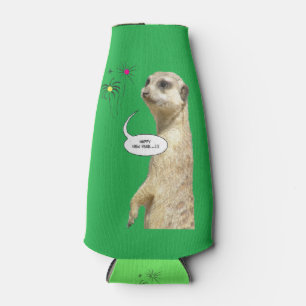 Enfriador De Botellas Feliz Año Nuevo Meerkat Frasco Verde