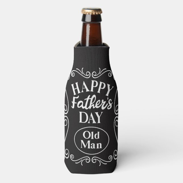 Enfriador De Botellas Feliz Día del Padre Viejo (Frente de la botella)