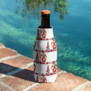 Enfriador De Botellas Feliz Navidad SlipperyJoe regalo rojo blanco plata