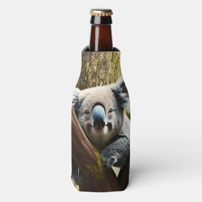Enfriador De Botellas Feliz Oso Australiano De Koala En Árbol, Frasco De (Frente de la botella)