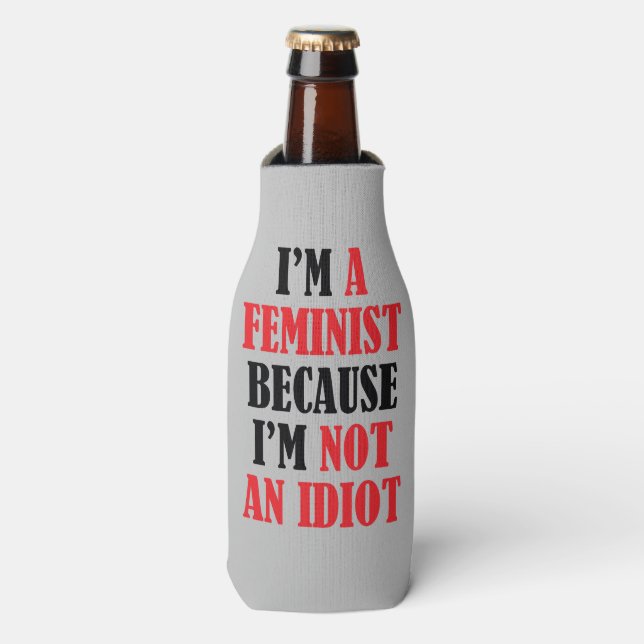 Enfriador De Botellas Feminista No Un Idiota (Frente de la botella)