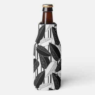 Enfriador De Botellas Ficus negro moderno hojas con rayas abstractas p