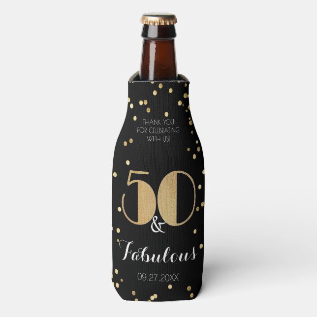 Enfriador De Botellas Fiesta de 50 Años de Oro Cincuenta y Fabuloso (Frente de la botella)