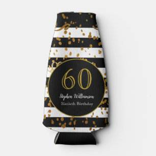 Enfriador De Botellas Fiesta de cumpleaños número 60 Brillo negro blanc