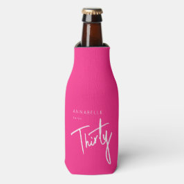 Enfriador De Botellas Fiesta de cumpleaños rosa moderna 30 treinta trigé