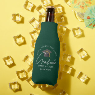 Enfriador De Botellas Fiesta de Graduación Personalizada Chic Verde Oscu