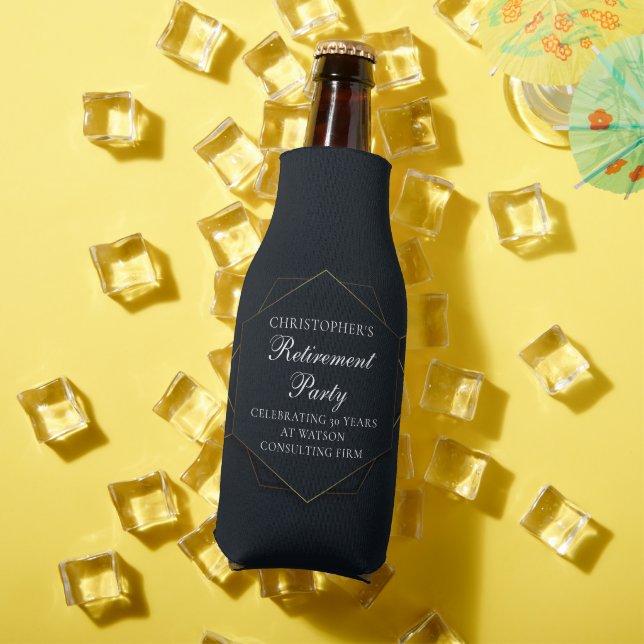 Enfriador De Botellas Fiesta de Jubilación Personalizado de Oro Negro de (Verano in situ)