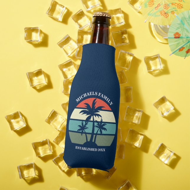Enfriador De Botellas Fiesta de playa Blue Sunset Blue Palm Tree (Verano in situ)