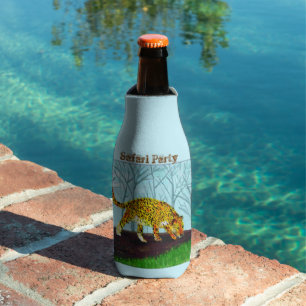 Enfriador De Botellas Fiesta de Safari Animal Salvaje Personalizado