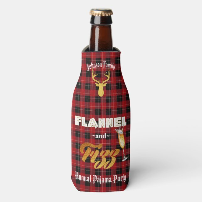 Enfriador De Botellas Flannel & Fizz Rojo|Plata negra|Relieve metalizado (Frente de la botella)