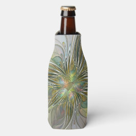 Enfriador De Botellas Flor De Arte Fractal Moderno Con Oro